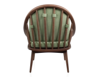 Fauteuil scandinave bois teinte noyer et tissu vert Fauteuil scandinave bois teinte noyer et tissu vert