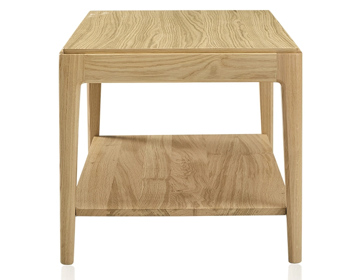 Table basse rectangulaire en chêne avec tablette teinte naturelle 100x50 cm Table basse rectangulaire en chêne avec tablette teinte naturelle 100x50 cm