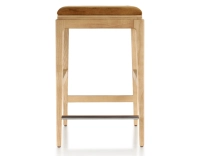 Tabouret de bar design H60 cm bois teinte naturelle assise tissu velours bronze Tabouret de bar design H60 cm bois teinte naturelle assise tissu velours bronze