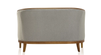 Canapé ancien 2 places bois teinte meriser et tissu gris clair Canapé ancien 2 places bois teinte meriser et tissu gris clair