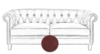 Canapé Chesterfield cuir 2 places rouge carmin accoudoirs cloutés Canapé Chesterfield cuir 2 places rouge carmin accoudoirs cloutés