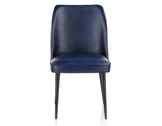 Chaise vintage cuir bleu marine