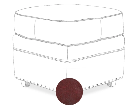 Pouf cuir rouge carmin bord clouté