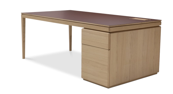 Executive desk oak natural finish fenix rosso tabletop 200x100