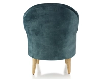 Fauteuil crapaud avec accoudoirs pieds bois teinte naturelle et tissu velours bleu pétrole Fauteuil crapaud avec accoudoirs pieds bois teinte naturelle et tissu velours bleu pétrole