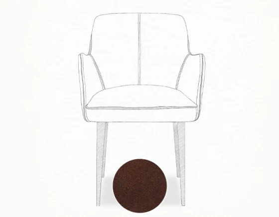 Chaise vintage avec accoudoirs cuir marron soutenu