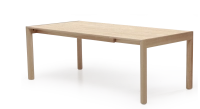 Extending table for 8 to 12 people in oak and ceramic with ceramic extensions natural wood finish and ceramic travertine stone effect 160x100 cm Extending table for 8 to 12 people in oak and ceramic with ceramic extensions natural wood finish and ceramic travertine stone effect 160x100 cm