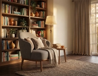 Fauteuil design tissu brun