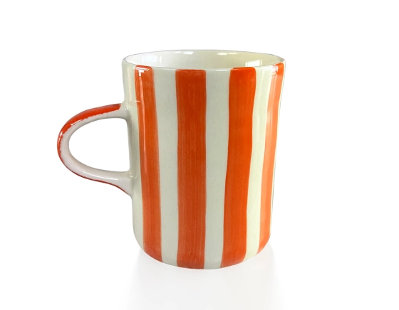Orange striped ceramic mug