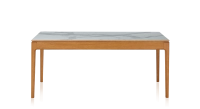 Table salle à manger 6 personnes en chêne et céramique avec bois teinte merisier et plateau céramique effet marbre blanc 140x90 cm Table salle à manger 6 personnes en chêne et céramique avec bois teinte merisier et plateau céramique effet marbre blanc 140x90 cm