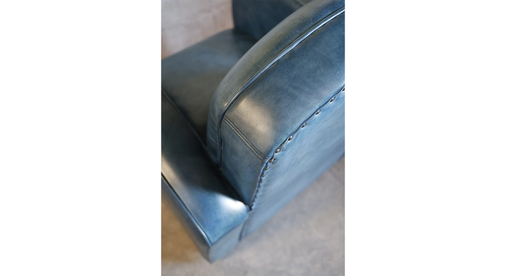 Fauteuil club cuir bleu