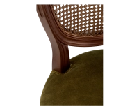 Chaise ancienne style Louis XVI bois teinte marron foncée dossier canné assise tissu velours vert olive Chaise ancienne style Louis XVI bois teinte marron foncée dossier canné assise tissu velours vert olive