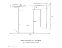 Bureau design en chêne teinte naturelle L120xP40 cm