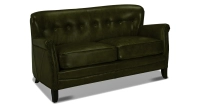 Canapé club cuir 2 places vert olive accoudoirs cloutés Canapé club cuir 2 places vert olive accoudoirs cloutés