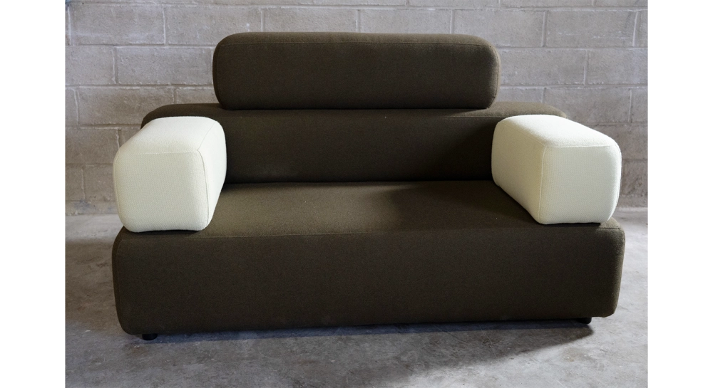 Antique 3 seater sofa tissu en laine bouillie marron