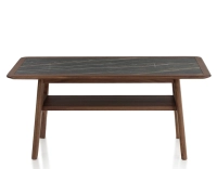 Table basse rectangulaire en chêne et céramique avec bois teinte marron foncé plateau céramique effet marbre noir 100x50 cm Table basse rectangulaire en chêne et céramique avec bois teinte marron foncé plateau céramique effet marbre noir 100x50 cm