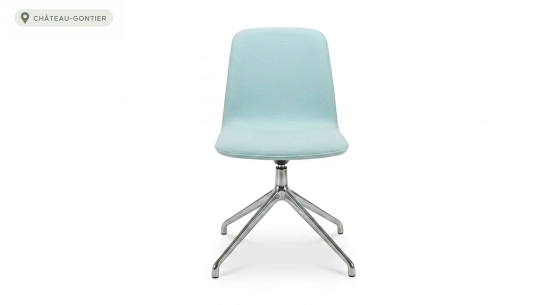 Chaise de bureau sans roulettes assise tissu bleu ciel