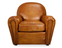Fauteuil club cuir cognac accoudoirs cloutés Fauteuil club cuir cognac accoudoirs cloutés