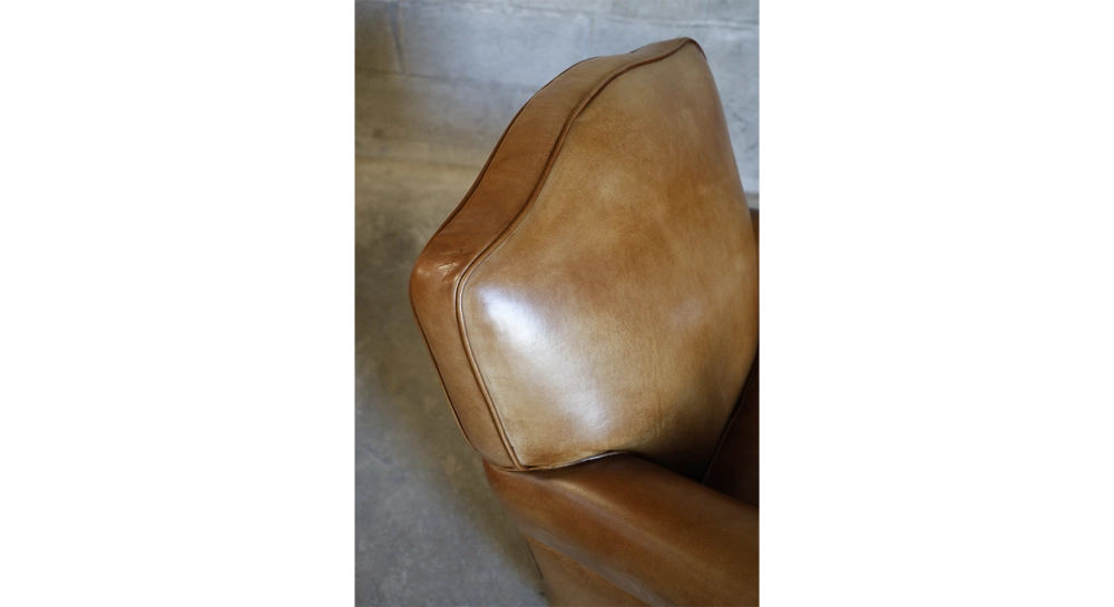 Leather club armchair light brown