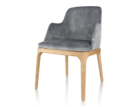 Chaise design avec accoudoirs bois teinte naturelle et tissu velours gris Chaise design avec accoudoirs bois teinte naturelle et tissu velours gris