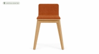 Design stool oak natural finish with coral fabric seat