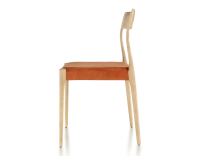 Scandinavian chair natural wood stain, terracotta velvet fabric seat Scandinavian chair natural wood stain, terracotta velvet fabric seat