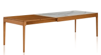 Table extensible 8 à 12 personnes en chêne et céramique allonges bois avec bois teinte merisier et plateau céramique effet marbre blanc 210x90 cm Table extensible 8 à 12 personnes en chêne et céramique allonges bois avec bois teinte merisier et plateau céramique effet marbre blanc 210x90 cm