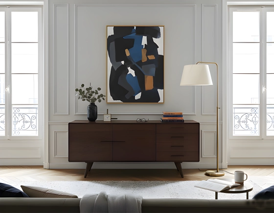 Buffet 3 portes en chêne bois teinte foncé