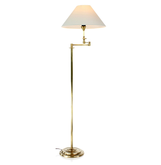 Lampadaire salon articulé doré abat jour ivoire Lampadaire salon articulé doré abat jour ivoire