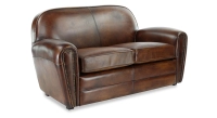 2 seater leather club sofa dark brown studded armrests 2 seater leather club sofa dark brown studded armrests