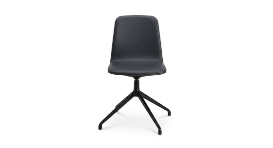 Office chair with 5 branches dossier bois teinte anthracite assise en cuir de vachette anthracite