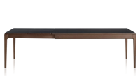 Table extensible 6 à 12 personnes en chêne et céramique allonges céramique avec bois teinte marron foncé et plateau et allonges céramique noire unie 140x100 cm Table extensible 6 à 12 personnes en chêne et céramique allonges céramique avec bois teinte marron foncé et plateau et allonges céramique noire unie 140x100 cm