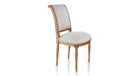 Chaise ancienne style directoire bois teinte ancienne et tissu beige naturel