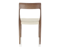 Chaise scandinave bois teinte marron foncé assise tissu chevron beige Chaise scandinave bois teinte marron foncé assise tissu chevron beige