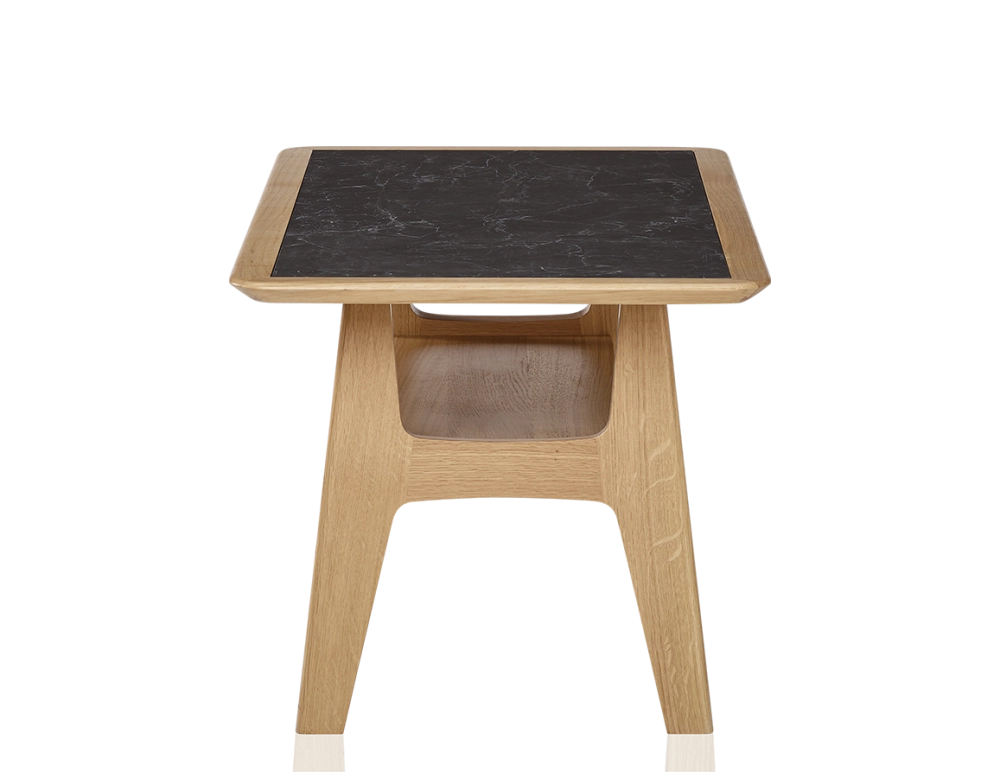 Rectangular coffee table in oak and ceramic with natural stained wood, slate effect ceramic top 100x50 cm Rectangular coffee table in oak and ceramic with natural stained wood, slate effect ceramic top 100x50 cm