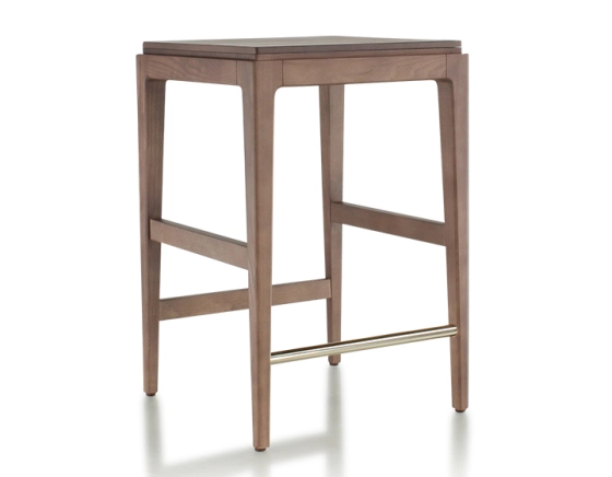Tabouret de bar design H60 cm bois teinte noyer assise bois