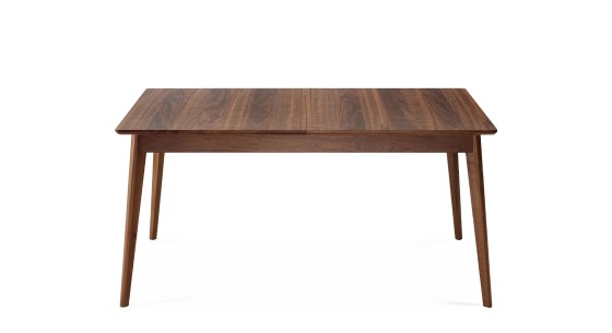Walnut extending table for 8 to 12 people with natural wood stain top and extensions 160x100 cm