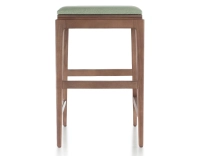 Tabouret de bar design H60 cm bois teinte noyer assise tissu vert sauge Tabouret de bar design H60 cm bois teinte noyer assise tissu vert sauge