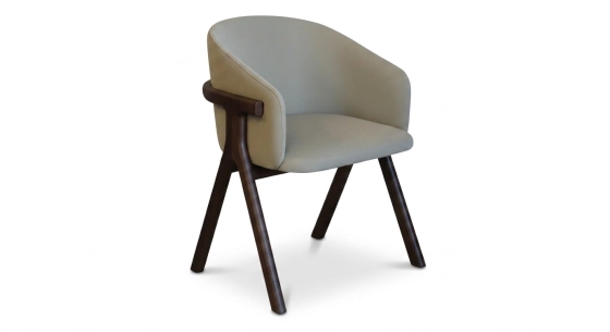 Oak chair design wood stained in xxxxx, seat upholstered in xxxxxx.