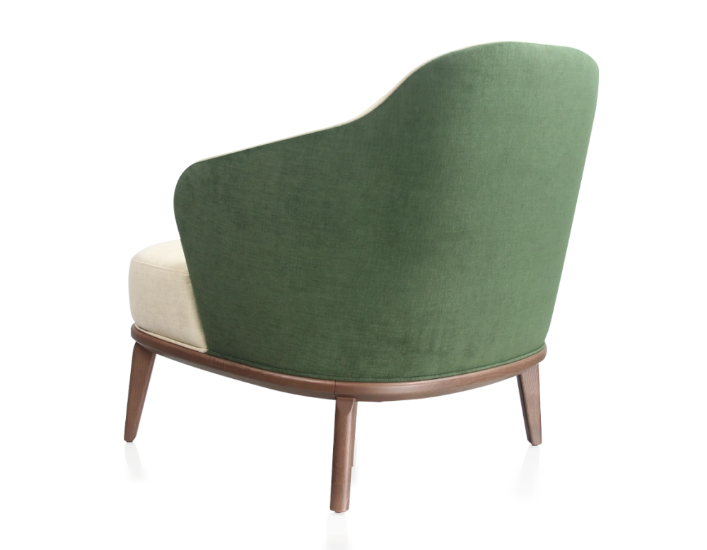 Designer armchair forest green and cream fabric Designer armchair forest green and cream fabric