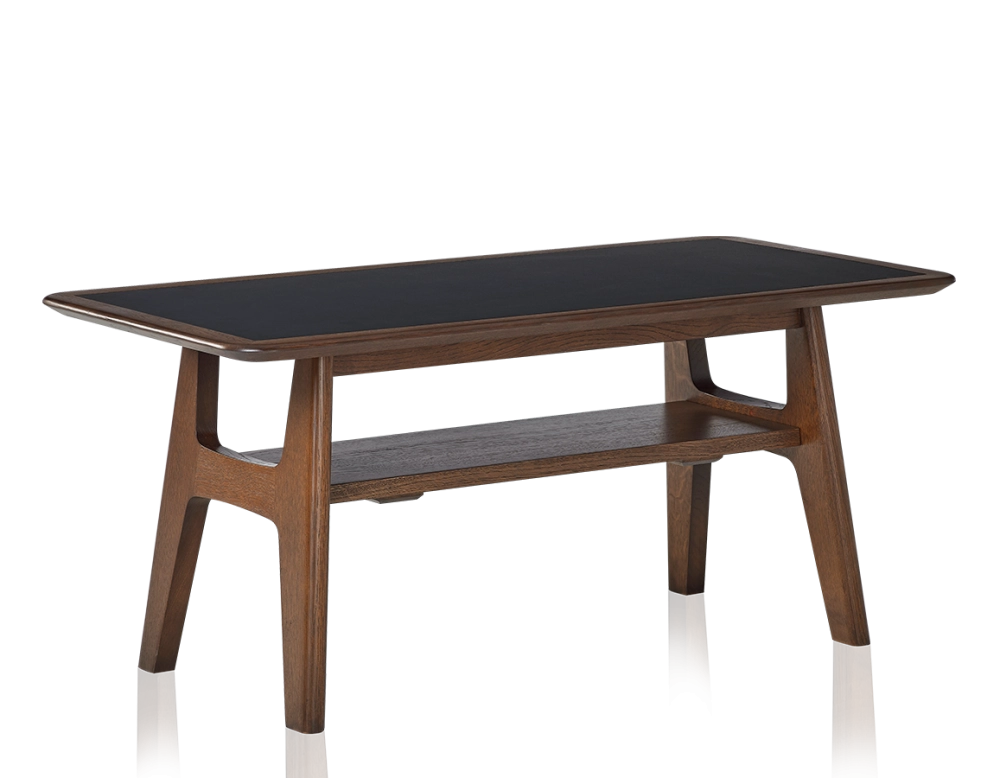 Table basse rectangulaire en chêne et céramique avec bois teinte marron foncé plateau céramique noir unie 100x50 cm Table basse rectangulaire en chêne et céramique avec bois teinte marron foncé plateau céramique noir unie 100x50 cm