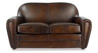 2 seater leather club sofa dark brown studded armrests 2 seater leather club sofa dark brown studded armrests