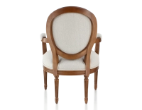 Fauteuil ancien style Louis XVI bois teinte ancienne et tissu beige naturel Fauteuil ancien style Louis XVI bois teinte ancienne et tissu beige naturel