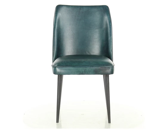 Chaise vintage cuir bleu - pieds noirs
