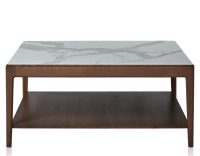 Table basse carrée en chêne et céramique avec tablette en bois teinte marron foncé plateau céramique effet marbre blanc 100x100 cm Table basse carrée en chêne et céramique avec tablette en bois teinte marron foncé plateau céramique effet marbre blanc 100x100 cm