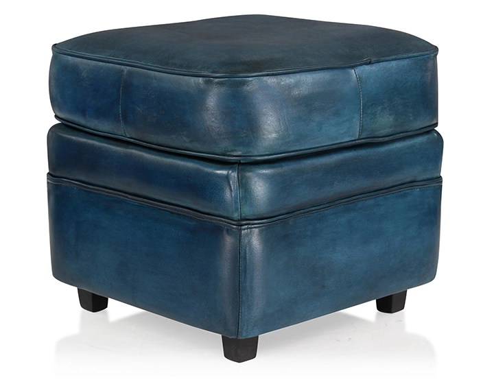 Pouf cuir bleu Pouf cuir bleu