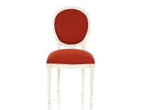 Chaise ancienne style Louis XVI bois teinte blanche cérusée et tissu orange brulé Chaise ancienne style Louis XVI bois teinte blanche cérusée et tissu orange brulé