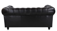 Canapé Chesterfield cuir 2 places noir accoudoirs cloutés Canapé Chesterfield cuir 2 places noir accoudoirs cloutés