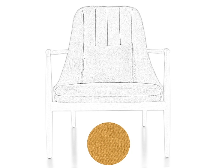 Scandinavian armchair cherry-stained wood and yellow fabric Scandinavian armchair cherry-stained wood and yellow fabric
