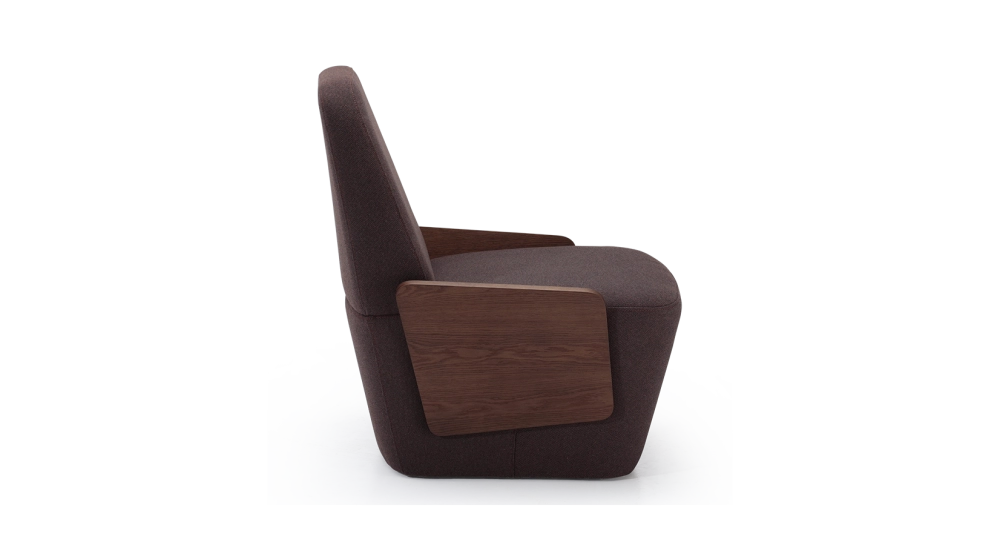 Fauteuil design sans accoudoirs chêne teinte foncé assise marron foncé Fauteuil design sans accoudoirs chêne teinte foncé assise marron foncé